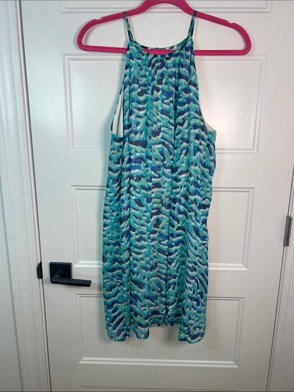 Everly Teal Blue Green Printed Women's Dress